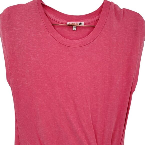 Sundry Womens S Fitted Pink Side Tie Sleeveless Jersey Dress - Picture 6 of 10
